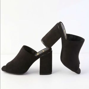 Lulu's Black Suede Heels